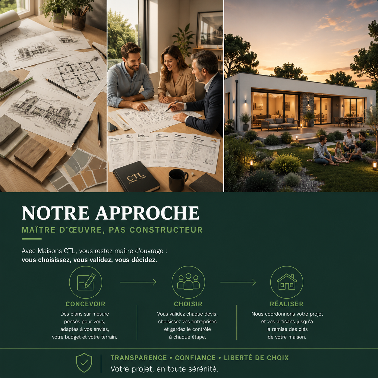 Maison individuelle sur mesure réalisée par Maisons CTL, maître d'œuvre